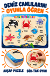 Ahşap Eğitici Deniz Hayvanları Puzzle – Deniz Canlılarını Öğreniyorum Renkli Öğretici Yapboz Oyuncak