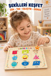 Ahşap Eğitici Geometrik Şekiller Sök Tak Bultak Puzzle – Çocuklar İçin Renkli Şekil Eşleştirme Yapboz Oyuncak