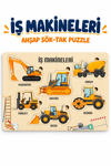 Ahşap Eğitici İş Makineleri Sök Tak Bultak Puzzle – Çocuklar İçin Öğretici İş Makineleri Yapboz Oyuncak