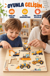 Ahşap Eğitici İş Makineleri Sök Tak Bultak Puzzle – Çocuklar İçin Öğretici İş Makineleri Yapboz Oyuncak