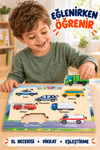 Ahşap Eğitici Kara Taşıtları Puzzle – Taşıtları Öğreniyorum Renkli Öğretici Ahşap Yapboz Oyuncak