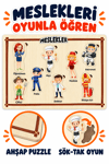 Ahşap Eğitici Meslekler Puzzle – Meslekleri Öğreniyorum Renkli Öğretici Ahşap Yapboz Oyuncak