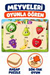 Ahşap Eğitici Meyveler Puzzle – Meyveleri Öğreniyorum Renkli Öğretici Ahşap Yapboz Oyuncak