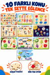 Ahşap Eğitici Öğretici 10 Parça Mega Puzzle Seti – Alfabe, Sayılar ve Güneş Sistemi Karışık Ahşap Yapboz Oyuncak