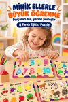 Ahşap Eğitici Öğretici 4’lü Mega Puzzle Seti – Meyveler, Sebzeler ve Türkçe Sayılar Sök Tak Yapboz Oyuncak