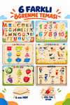 Ahşap Eğitici Öğretici 6’lı Puzzle Seti – Alfabe, Sayılar, Geometrik Şekiller, Sebzeler, Meyveler ve Meslekler Yapboz Oyuncak