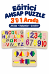 Ahşap Eğitici Öğretici Puzzle Seti – Alfabe, Geometrik Şekiller ve Sayılar Sök Tak Bultak Yapboz Oyuncak