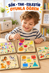Ahşap Eğitici Puzzle 5’li Set – Taşıtlar, Rakamlar, Meyveler, Geometrik Şekiller ve Orman Hayvanları Sök Tak Yapboz