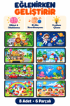 Ahşap Eğitici Puzzle 8’li Set – 6 Parçalı Çocuk Yapboz Oyuncak, Öğretici Ahşap Puzzle Seti