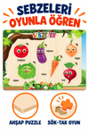 Ahşap Eğitici Sebzeler Puzzle – Sebzeleri Öğreniyorum Renkli Öğretici Ahşap Yapboz Oyuncak