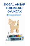 Ahşap Kedi Oyuncak Doğal El Yapımı Boyanabilir Eğitici Oyuncak+6'lı Boya Seti Hediye