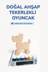 Ahşap Köpek Oyuncak Doğal El Yapımı Boyanabilir Eğitici Oyuncak+6'lı Boya Seti Hediye