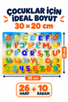 Ahşap Renkli Alfabe ve Rakamlar Eğitici Puzzle – Büyük Harfler ve Sayılar Sök Tak Bultak Yapboz Oyuncak