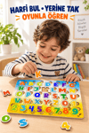 Ahşap Renkli Alfabe ve Rakamlar Eğitici Puzzle – Büyük Harfler ve Sayılar Sök Tak Bultak Yapboz Oyuncak
