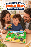 Ahşap Renkli Çiftlik Hayvanları 7’li Eğitici Sök Tak Puzzle Seti – Çocuklar İçin Ahşap Yapboz Oyuncak