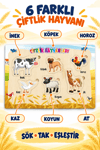 Ahşap Renkli Çiftlik Hayvanları Eğitici Sök Tak Puzzle – Çocuklar İçin Öğretici Bultak Yapboz Oyuncak
