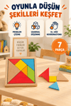 Ahşap Renkli Tangram 7 Parça – Çocuklar İçin Eğitici Akıl, Zeka, Mantık ve Strateji Oyunu