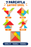Ahşap Renkli Tangram 7 Parça – Çocuklar İçin Eğitici Akıl, Zeka, Mantık ve Strateji Oyunu