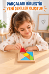 Ahşap Renkli Tangram 7 Parça – Çocuklar İçin Eğitici Akıl, Zeka, Mantık ve Strateji Oyunu