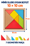 Ahşap Renkli Tangram 7 Parça – Çocuklar İçin Eğitici Akıl, Zeka, Mantık ve Strateji Oyunu