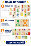Ahşap Renkli Zeka Kartları Rakamları Öğreniyorum Seti – 20 Parça 10 Çift Eğitici Sayı Eşleştirme Puzzle Oyuncak