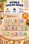 Ahşap Renkli Zeka Kartları Rakamları Öğreniyorum Seti – 20 Parça 10 Çift Eğitici Sayı Eşleştirme Puzzle Oyuncak