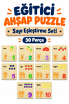 Ahşap Sayılar Eşleştirme Puzzle 3’lü Set – 10 Çift Eğitici Öğretici Sayı Eşleştirme Yapboz Oyuncak