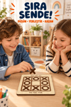 Ahşap Tic Tac Toe XOX Oyunu – Çocuklar ve Yetişkinler İçin Eğitici Akıl, Zeka ve Strateji Oyunu