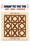 Ahşap Tic Tac Toe XOX Oyunu – Çocuklar ve Yetişkinler İçin Eğitici Akıl, Zeka ve Strateji Oyunu