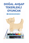 Ahşap Tilki Oyuncak Doğal El Yapımı Boyanabilir Eğitici Oyuncak+6'lı Boya Seti Hediye