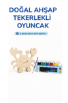 Ahşap Yengeç Oyuncak Doğal El Yapımı Boyanabilir Eğitici Oyuncak+6'lı Boya Seti Hediye