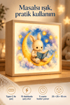 Ay Işığında Kitap Light Box – Çocuk ve Bebek Odası İçin Ahşap LED Işıklı Gece Lambası, Dekoratif Aydınlatma 25x25x10 cm