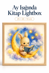 Ay Işığında Kitap Light Box – Çocuk ve Bebek Odası İçin Ahşap LED Işıklı Gece Lambası, Dekoratif Aydınlatma 25x25x10 cm
