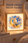 Ay Işığında Kitap Light Box – Çocuk ve Bebek Odası İçin Ahşap LED Işıklı Gece Lambası, Dekoratif Aydınlatma 25x25x10 cm