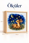 Ay Işığında Masal Light Box – Çocuk ve Bebek Odası İçin Ahşap LED Işıklı Gece Lambası, Dekoratif Aydınlatma 25x25x10 cm