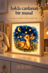 Ay Işığında Masal Light Box – Çocuk ve Bebek Odası İçin Ahşap LED Işıklı Gece Lambası, Dekoratif Aydınlatma 25x25x10 cm