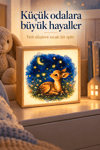 Ay Işığında Masal Light Box – Çocuk ve Bebek Odası İçin Ahşap LED Işıklı Gece Lambası, Dekoratif Aydınlatma 25x25x10 cm