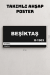 Beşiktaş Yazılı Ahşap Poster Dekoratif Duvar Tablosu 13x27 Cm Poster