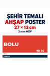 Bolu 14 Dekoratif Şehir Plaka Retro Tablo MDF Ahşap Tablo Sokak Tabelası Hediyelik 27x13cm