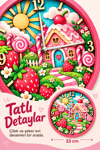 Çilek Evli Dekoratif Duvar Saati – 33 cm UV Baskılı Pembe Çerçeveli, Kız Çocuk ve Bebek Odası İçin Renkli Duvar Saati