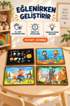 Çocuklar İçin Eğitici Öğretici Ahşap Puzzle 4’lü Set – 25 Parça Renkli Ahşap Yapboz Oyuncak