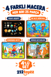 Çocuklar İçin Eğitici Öğretici Ahşap Puzzle 4’lü Set – 25 Parça Renkli Ahşap Yapboz Oyuncak