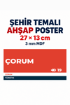 Çorum 19 Dekoratif Şehir Plaka Retro Tablo MDF Ahşap Tablo Sokak Tabelası Hediyelik 27x13cm