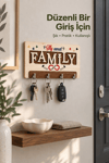 Family Home Ahşap Duvar Askılığı – Dekoratif Anahtarlık, Çantalık ve Çok Amaçlı Duvar Tipi Askılık