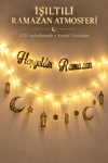 Hoş Geldin Ramazan LED Işıklı Aynalı Ahşap Duvar Süsü – 4 mm MDF Dekoratif Ramazan Ayı Duvar Dekoru