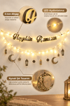 Hoş Geldin Ramazan LED Işıklı Aynalı Ahşap Duvar Süsü – 4 mm MDF Dekoratif Ramazan Ayı Duvar Dekoru