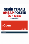 Iğdır 76 Dekoratif Şehir Plaka Retro Tablo MDF Ahşap Tablo Sokak Tabelası Hediyelik 27x13cm