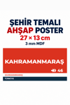 Kahramanmaraş 46 Dekoratif Şehir Plaka Retro Tablo MDF Ahşap Tablo Sokak Tabelası Hediyelik 27x13cm