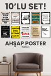 Karışık Yazılı MDF Poster Duvar Tablosu Dekoratif Ev, Salon, Ofis İslami Tablo