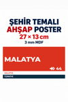 Malatya 44 Dekoratif Şehir Plaka Retro Tablo MDF Ahşap Tablo Sokak Tabelası Hediyelik 27x13cm
